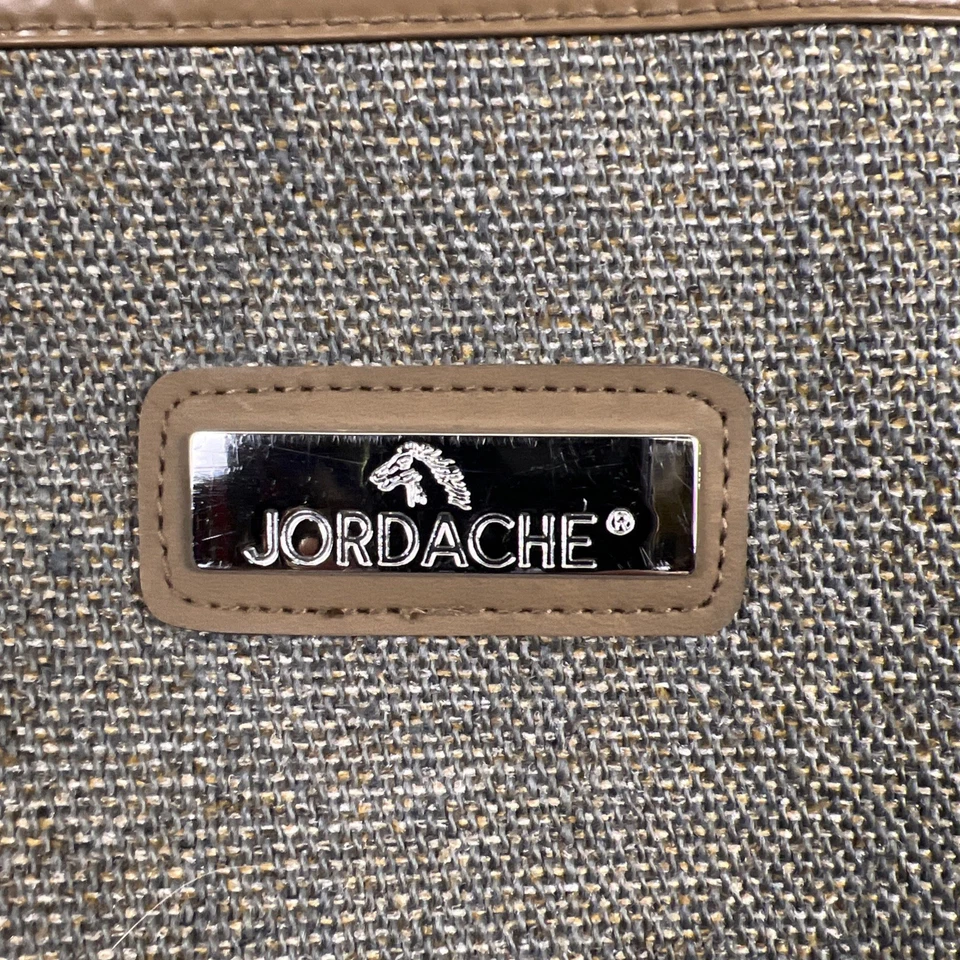 VINTAGE Jordache Tweed Garment Bag Suit Luggage Travel Brown Leather Trim RETRO - Image 3 of 4