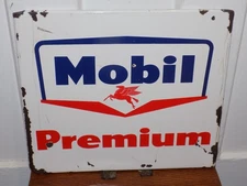 Vintage Mobil Premium Gas Pump Metal Plate