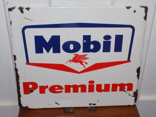 Vintage Mobil Premium Gas Pump Metal Plate