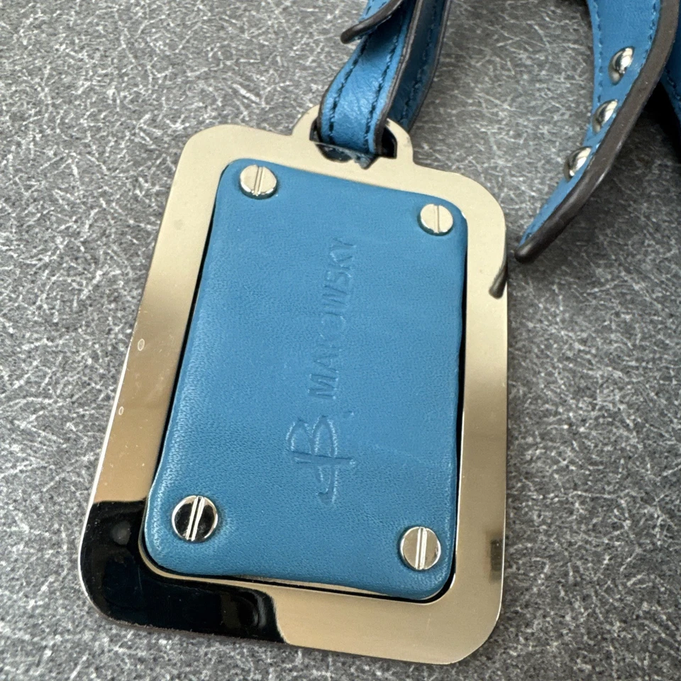 Bandolera B. Makowsky Tachonada Doble Cremallera Cuero Azul Cerúleo Foto 3 de 4