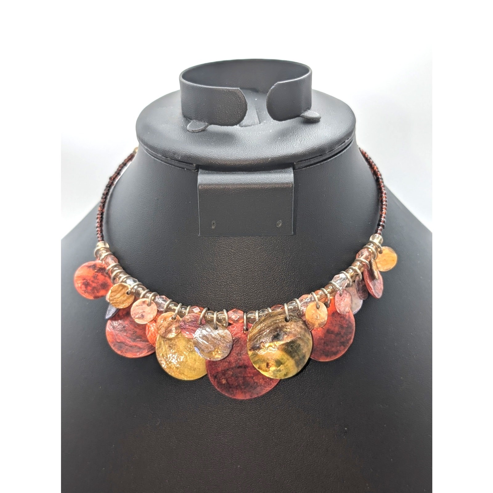 Vintage Shell Dangle Wire Beaded Adjustable Choke… - image 7