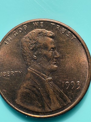 1993 P Lincoln Cent Doubled Die Reverse DDR Columns Error & Close