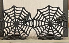 Vtg Black Cast Iron Spider Web Candle Holder Halloween Tealight Votive Gothic