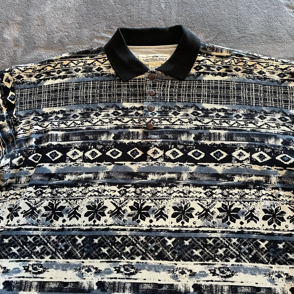 Camiseta Polo Timbre Vintage Años 90 Para Hombre Grande Arte Geométrico Hipster Informal Papá Años 80 Foto 4 de 4