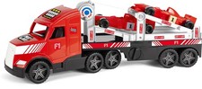 Wader Formel 1 Autotransporter LKW mit Seilwinde und Rampe 79cm Spielzeugauto