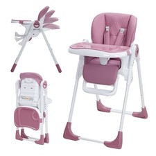 Foldable Baby High Chair Infant Feeding Chair with Removable Tray Dining Seat