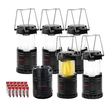 LED Camping Lantern, 6 Pack Collapsible Battery Powered with LED Flickering F...