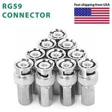 BNC Male Twist on RG59 Connector Adapter for CCTV Security camera system