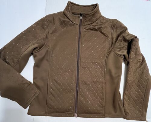 Straight Down Golf Jacket Women's Quilted Large  Long Sleeve Full Zip Brown - Picture 1 of 16