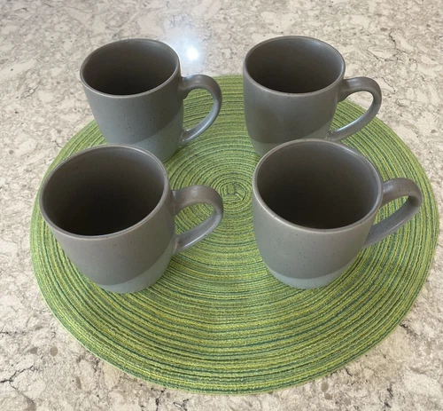 Gourmet Basics by Mikasa Stoneware Coffee Mugs Brandi Gray Set Of 4 12oz. NOB