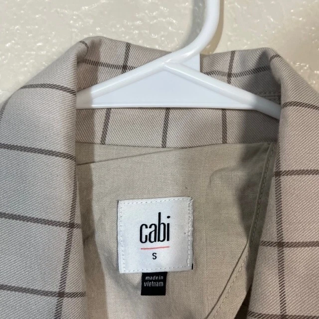 Chaqueta Cabi Windowpane 6026 Para Mujer Cordón Cintura Pequeña Tostada Beige Bolsillos Foto 3 de 4