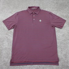 Peter Millar Summer Comfort Polo Shirt Men Large Pink/Blue Split Hem Stretch S/S