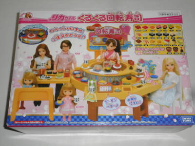Takara Tomy Licca-chan Kuru-kuru Conveyor Belt Kaiten Sushi Shop Doll Playset