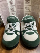 Happy Feet Slippers House Shoes Plush SPARTANS GREEN/WHITE 