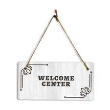 Welcome Center 5x10 Hanging Plus Wall or Door Sign  Religious Rustic Wood Sign