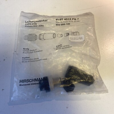 Hirschmann M12 Circular Connector Plug 4 Pin 4A New