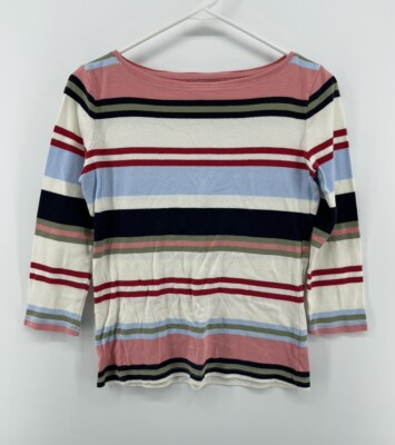 Talbots Long Sleeve Blouse Top Shirt Size Small Pink Green Blue