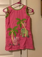 Lilly Pulitzer Girls Vintage Applique Shift Dress Elephants 6X