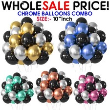 10" CHROME COMBINATION BALLOONS METALLIC LATEX PEARL Helium Baloons Birthday UK