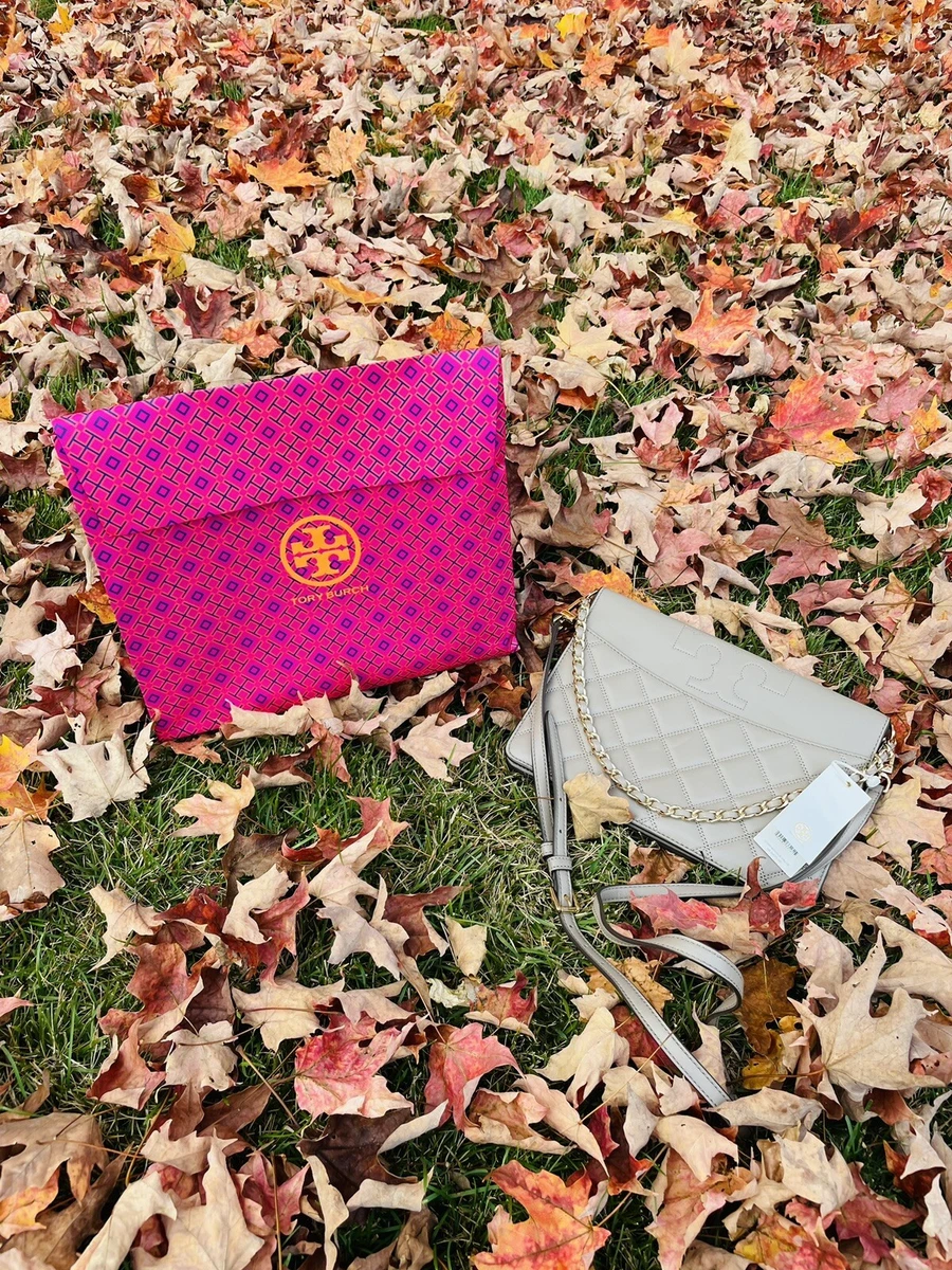 Tory Burch Savannah Large Quilted Smooth Flat Clutch Crossbody Bag NWT