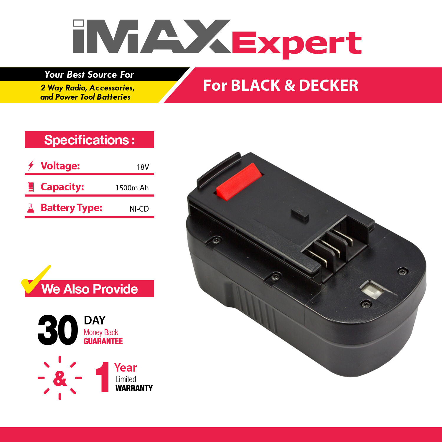 NEW 18V 1.5mAh NiCd Battery for Black & Decker Firestorm Tool NST2118, PS182KB 840140902471 eBay