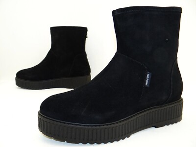 Hush Puppies Lammfell Plateau Stiefelette Stiefel Boots Damen Leder Gr40  Schwarz