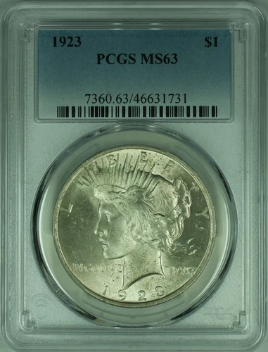 1923 Peace Silver Dollar S$1 Coin  PCGS MS-63   (37C)