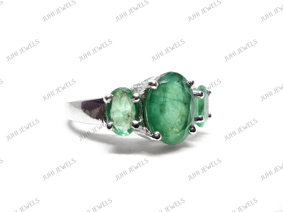 High Quality Silver Blue Sapphire Three Stone Blue Sapphire Band 2.0 Ct Sapphire - Image 3 of 4