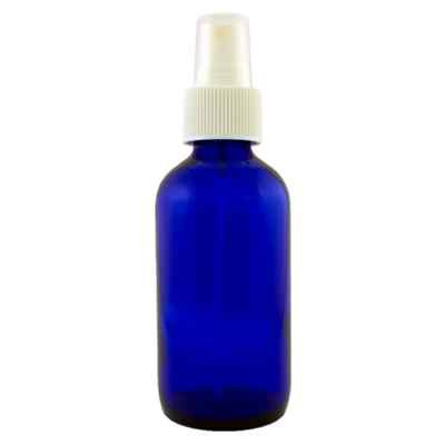 4 fl oz Cobalt Blue Glass Bottle w/ White Spray Cap