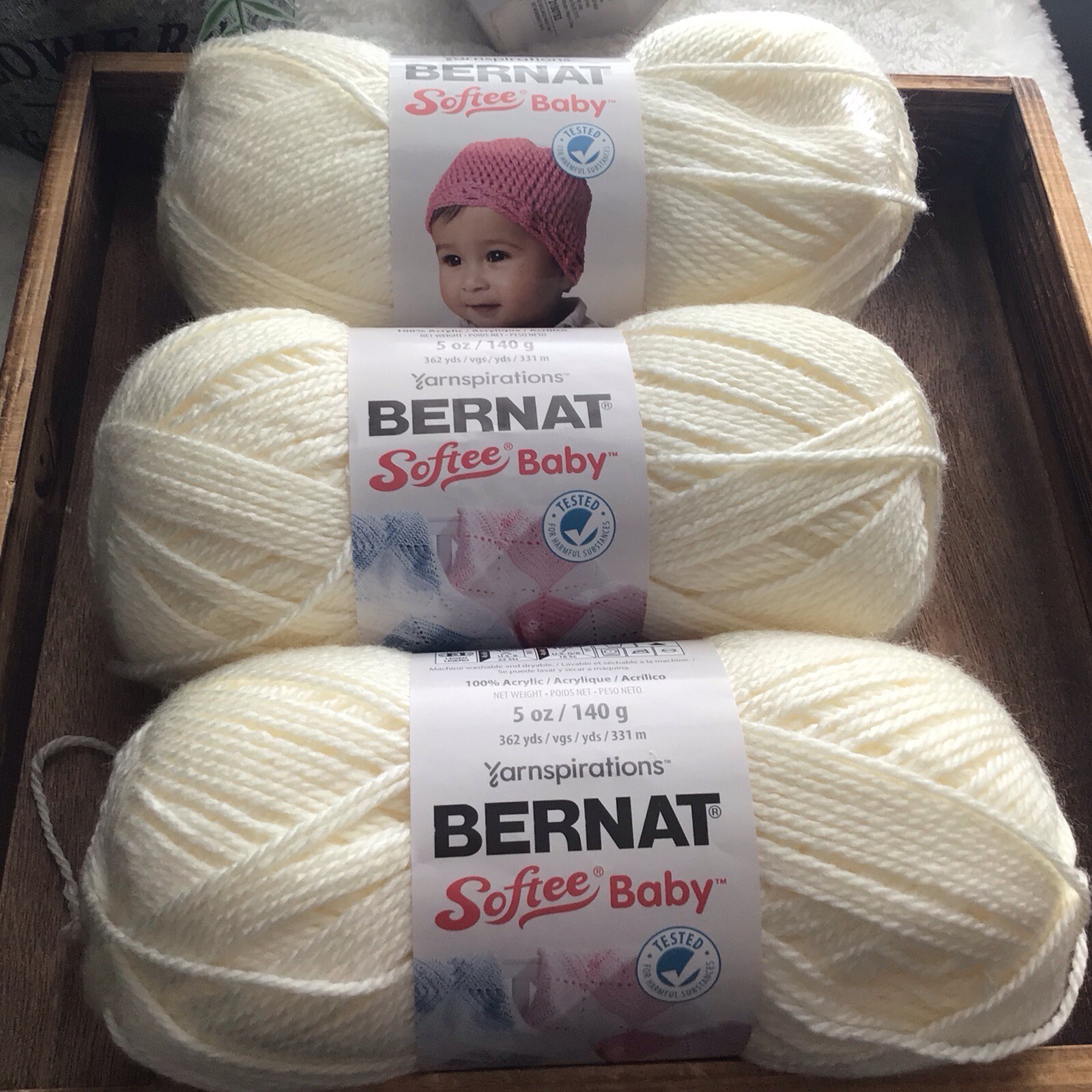 Lot 3/Bernat Softee Baby/Antique White /5 oz 362 yds Each/Same Dye Lot