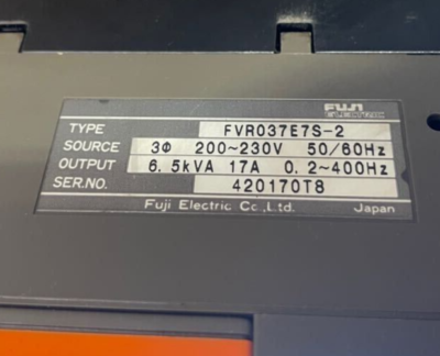 FUJI FVR037E7S-2 Inverter drive 200V 3.7kW Removed From The 