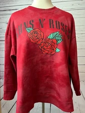 Guns N Roses Sweatshirt Plus14W 0X Red Pullover Womens Tie Dye Graphic
