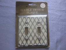 NOS RETRO SILVER / PEARL FINISH  DOUBLE SWITCH PLATE PERLARAMA