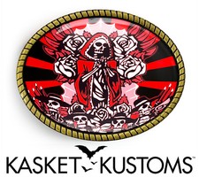 Guadalupe Belt Buckle - Red Day of the Dead Virgin Mary Belt Buckle - 63-2