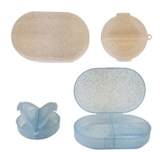 4 Pill Box Storage Medicine Dose Glittered Container 2 Sizes & 2 Colors Assorted