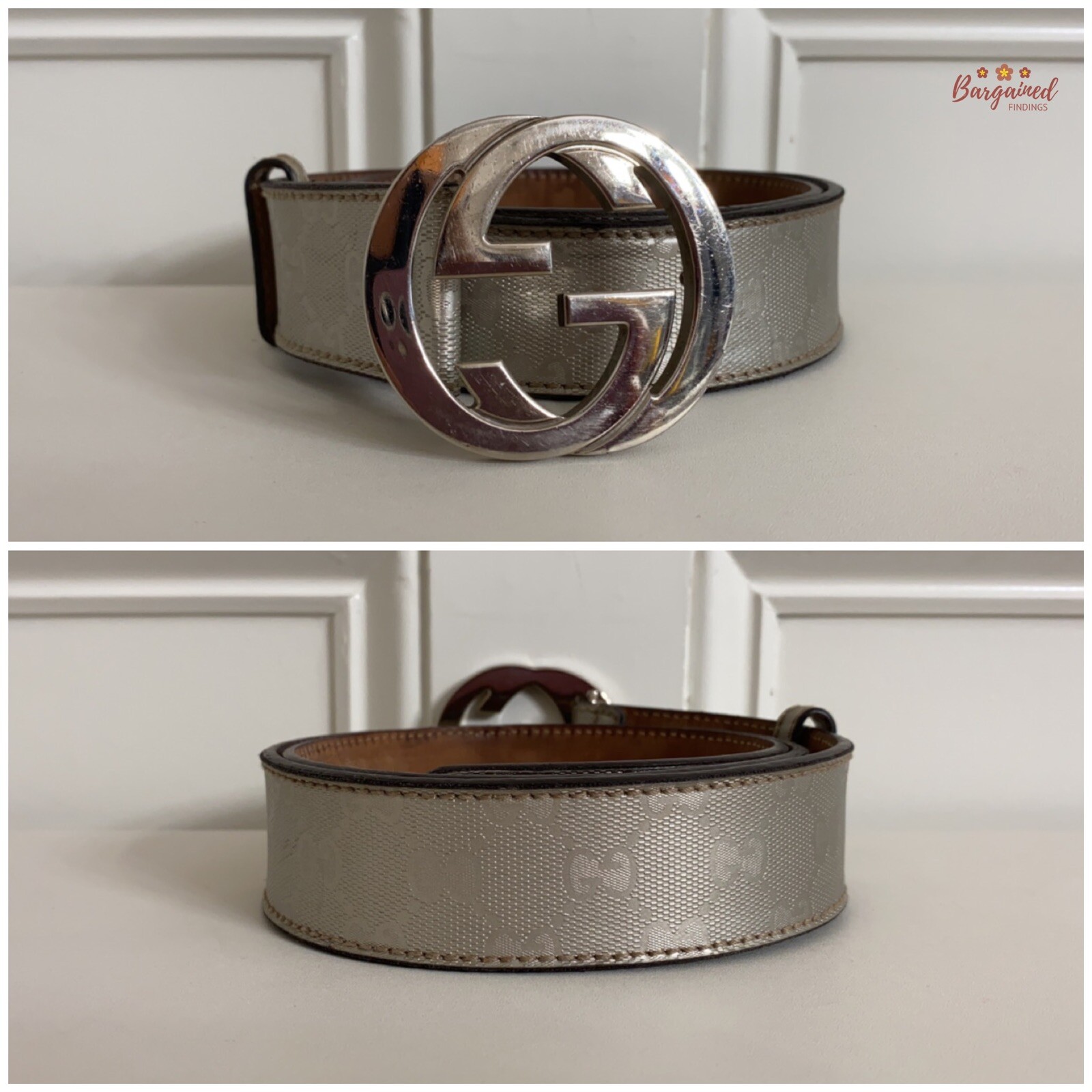 Authentic Gucci Silver Imprime Monogram Leather I… - image 3