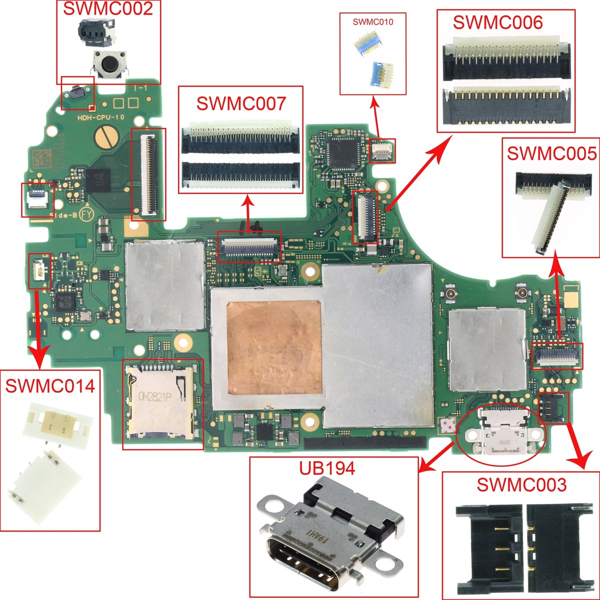 Nintendo Switch - H110 2X Fan LCD Battery USB Motherboard FPC Connector FOR