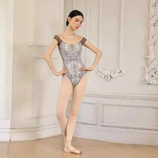 Women's Ballet Leotard Practice Suit Stitching Large V-neck Strapless Gymnastics
