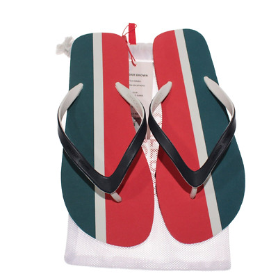 Orlebar Brown NWB Haston OB Stripe Flip Flops Size 11 US in Blue / Red / White