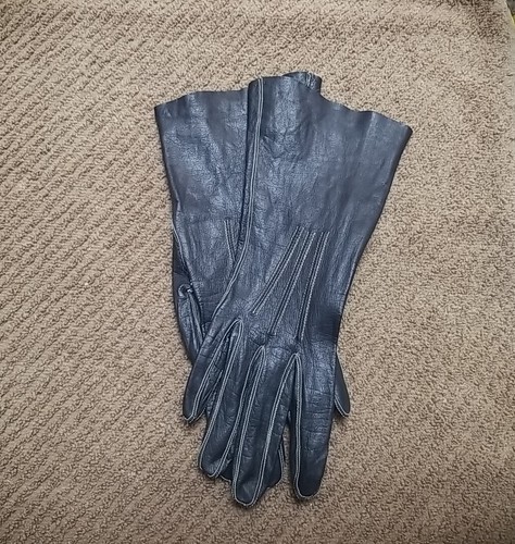 Lot 2 Pairs Leather & Kid Leather Women’s Vtg & Antique Gloves Black Unbranded - Picture 7 of 7