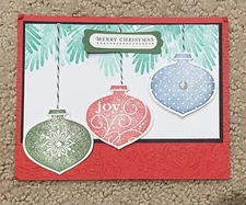 Christmas ornament holiday winter embossed card kit of 6 made w/ Stampin' Up!