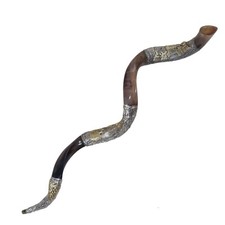 Very Big Shofar 58" 147 cm  - 925 Sterling silver plated Yemenite kudu Horn