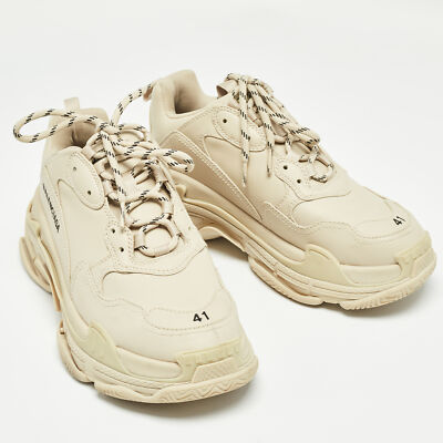 Balenciaga Cream Faux Leather Triple S Sneakers Size 41 | eBay Balenciaga Cream Faux Leather Triple S Sneakers Size 41 | eBay