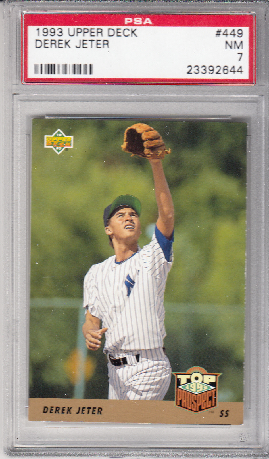 1993 UD Derek Jeter Top 1993 Prospect Rookie #449 NY Yankees Shortstop PSA 7