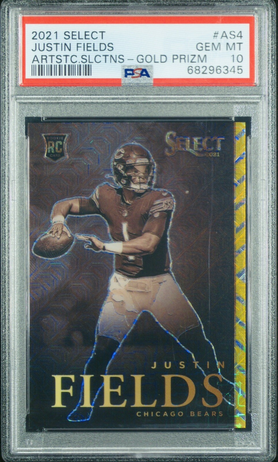 Justin Fields Panini Select Artistic Selections #AS4 Gold Prizm