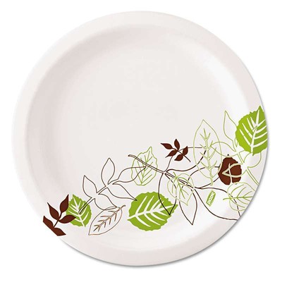Dixie Pathways Soak-Proof Shield Mediumweight Paper Plates, 6 7/8'', Grn/Burg, 10
