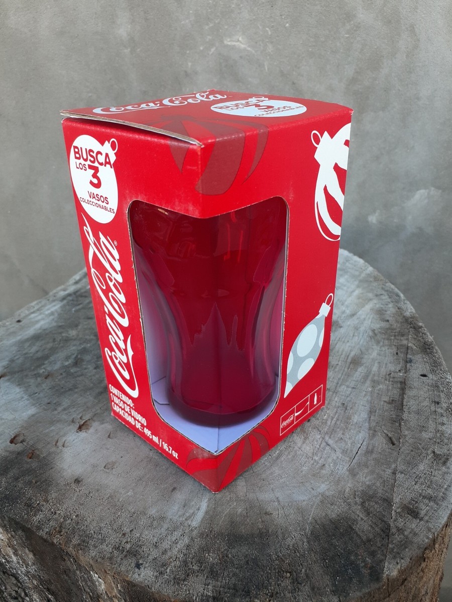 coca cola glass cup Christmas Collection Red 16.7oz New In Box
