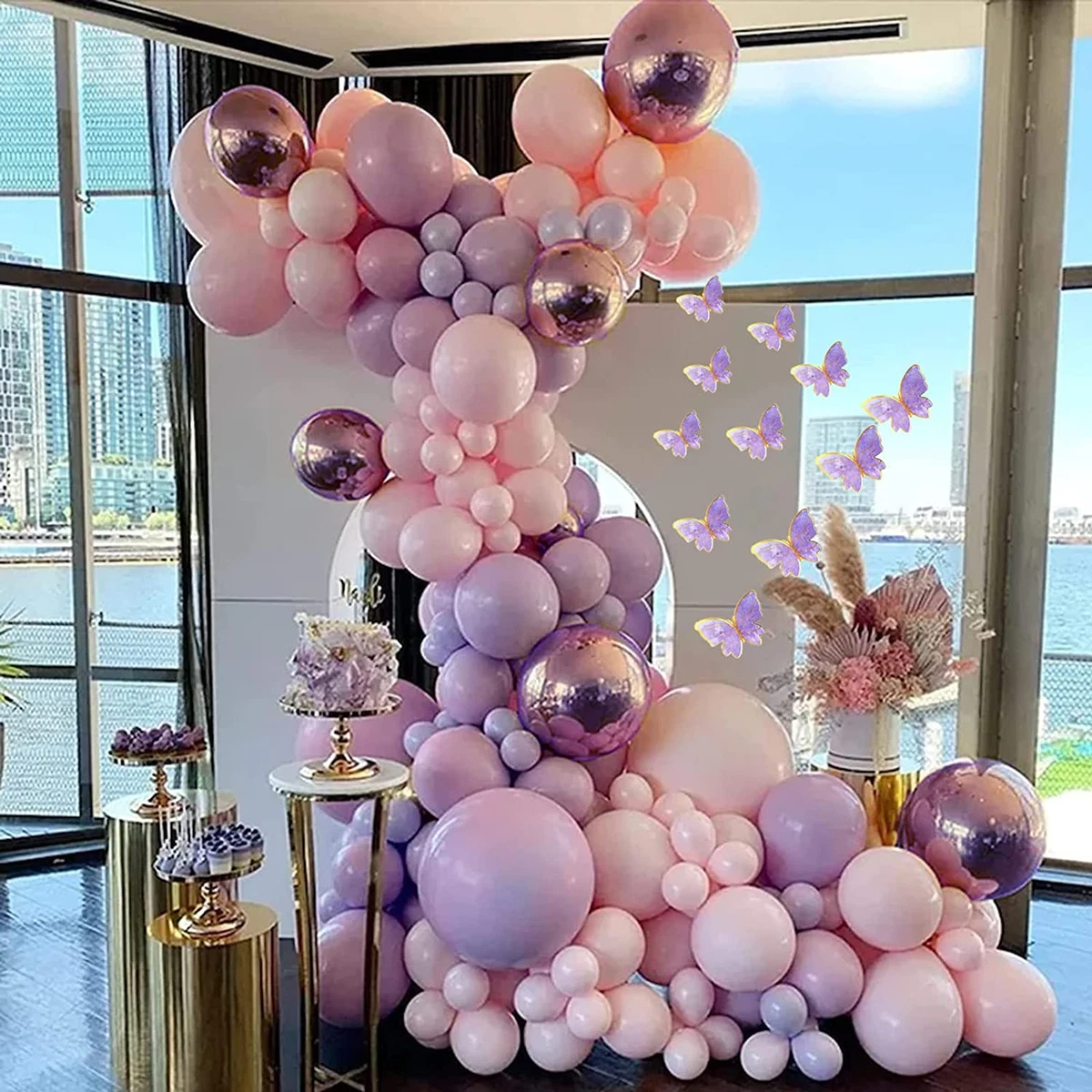 Rose Gold Pink Mauve Purple Balloons Bridal Shower Decor Baby Shower Balloon  Pink and Purple Party Its a Girl Bach Party 