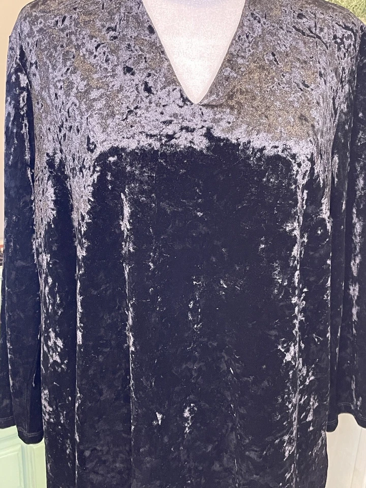 Camiseta Jones New York Mujer Whimsigoth Terciopelo Aplastado Talla Grande Negro Cuello Grunge Foto 4 de 4