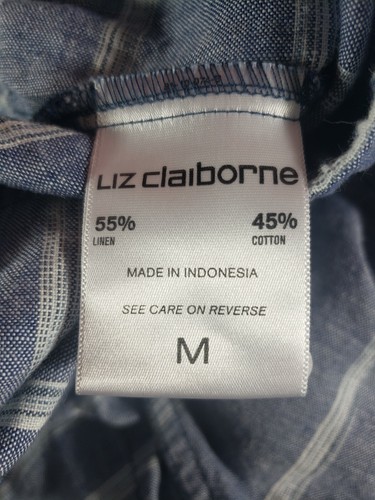 Liz Claiborne Shorts Womens Blue White Striped Linen Blend Tie Front M New Nwt - Picture 7 of 15